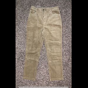 Khaki, mom-fitted, corduroy pants